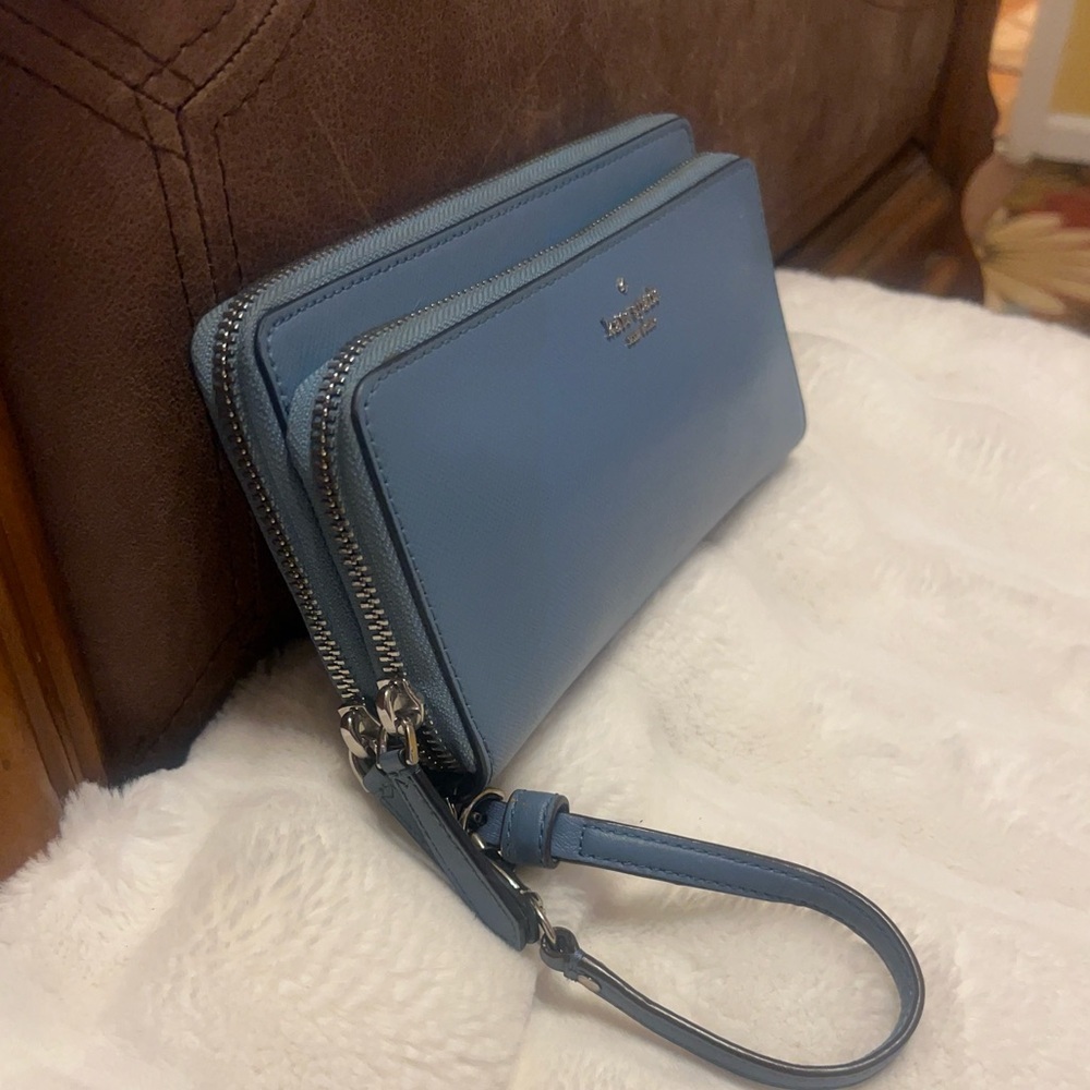 Kate Spade blue Leather Anita Patterson Drive doble zipper Wallet wrislet - Picture 15 of 15